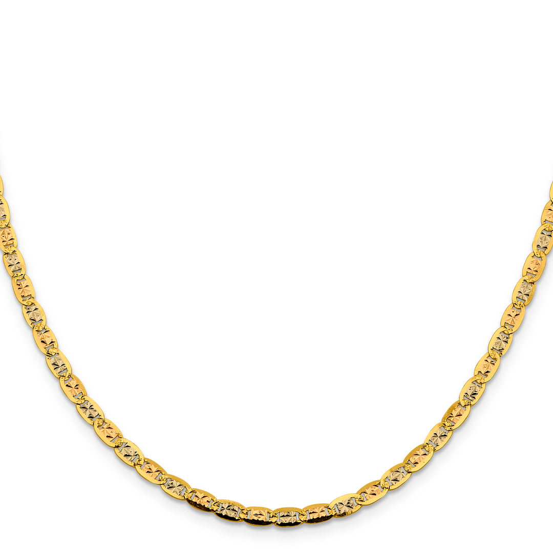 14k 3.8mm Tri-color Gold Pavé Valentino Chain