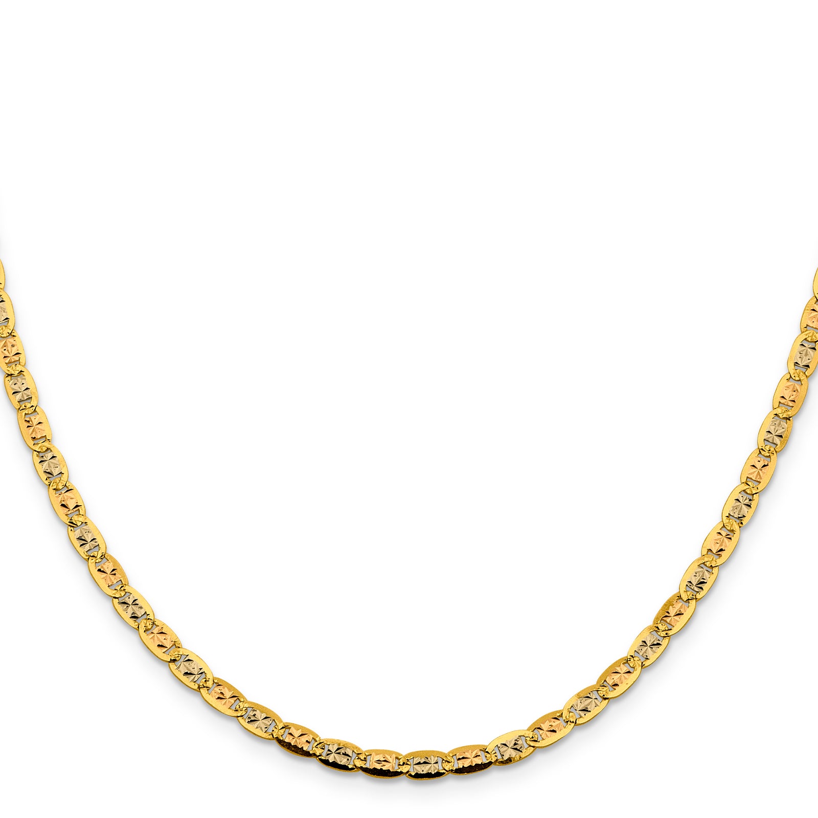 14k 3.8mm Tri-color Gold Pavé Valentino Chain