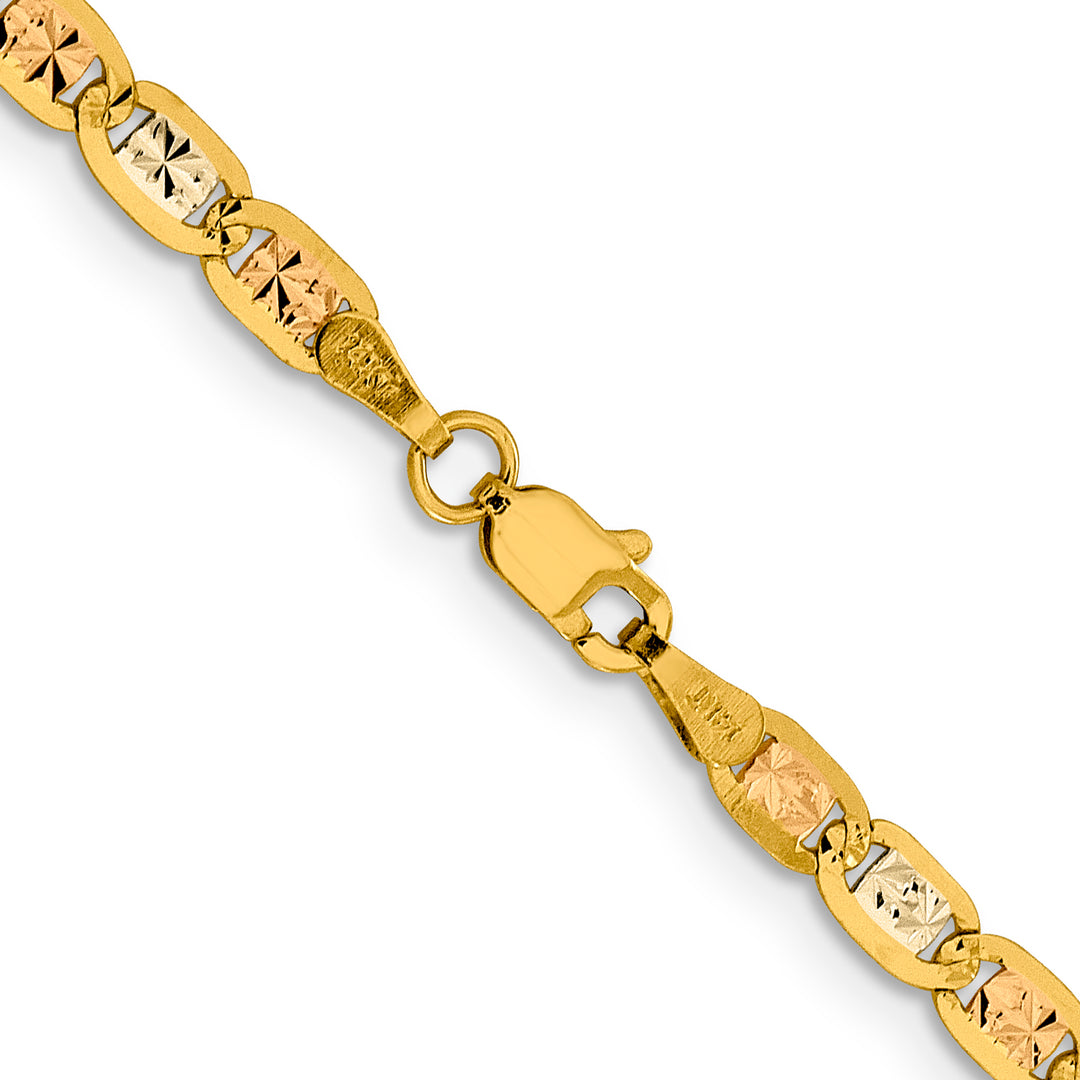 14k 3.8mm Tri-color Gold Pavé Valentino Chain