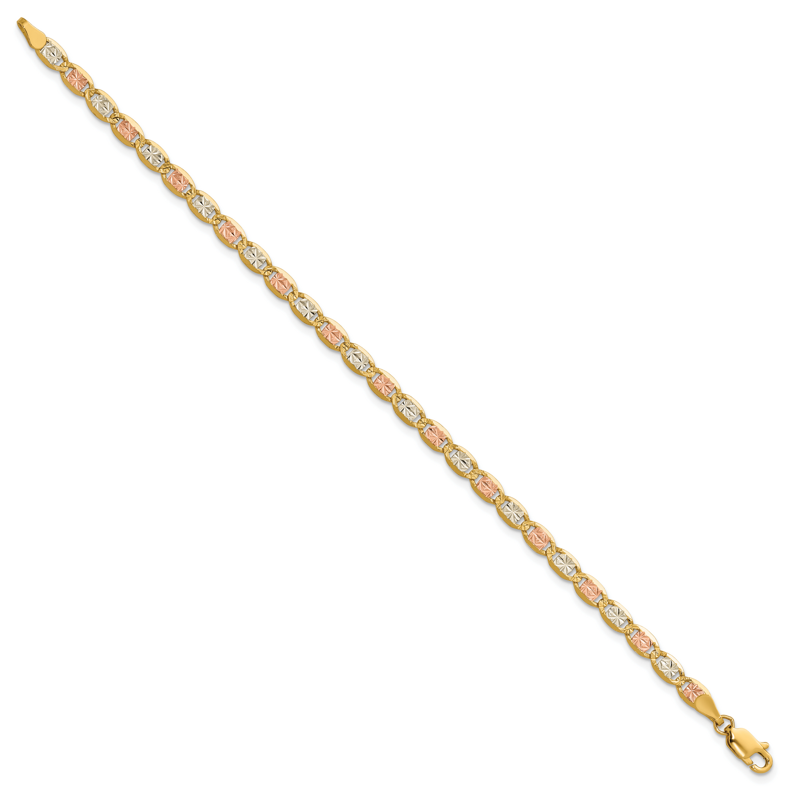14k 3.8mm Tri-color Gold Pavé Valentino Chain