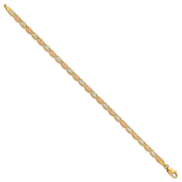 14k 3.8mm Tri-color Gold Pavé Valentino Chain