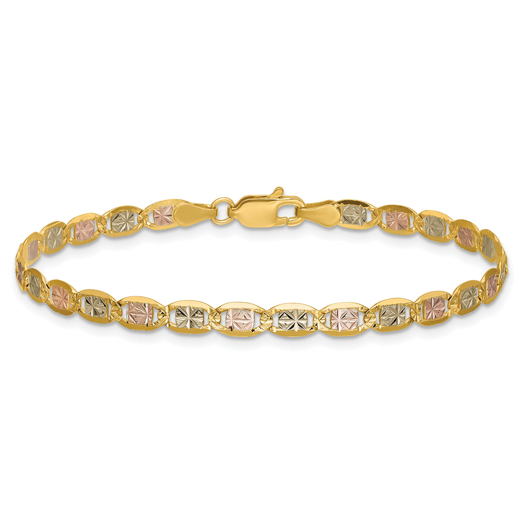 14k 3.8mm Tri-color Gold Pavé Valentino Chain
