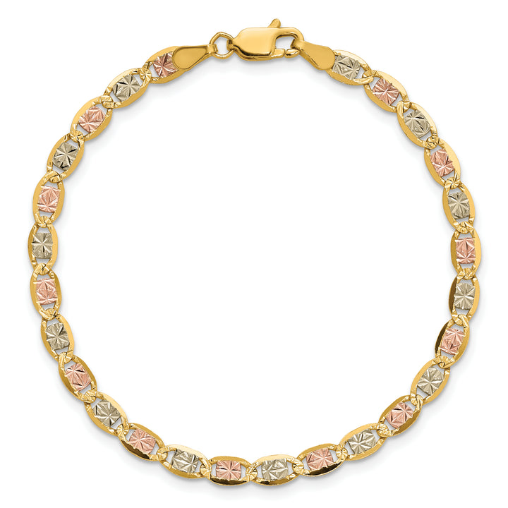 14k 3.8mm Tri-color Gold Pavé Valentino Chain