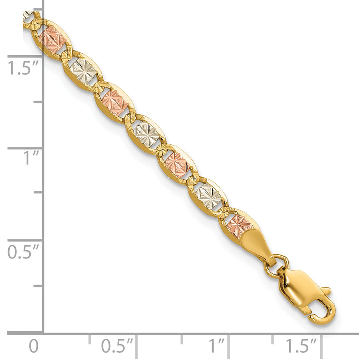 14k 3.8mm Tri-color Gold Pavé Valentino Chain