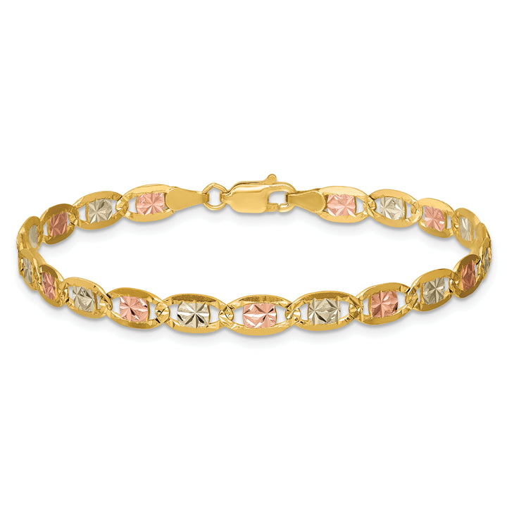 14k 4.65mm Tri-color Gold PavÃ© Valentino Chain
