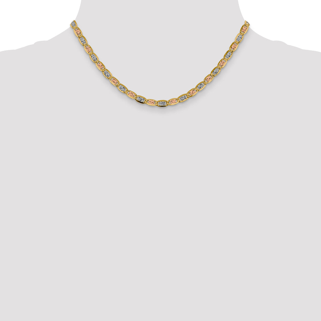 14k 4.65mm Tri-color Gold Pavé Valentino Chain