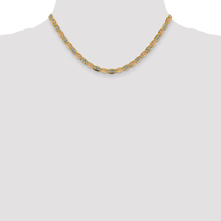 14k 4.65mm Tri-color Gold Pavé Valentino Chain