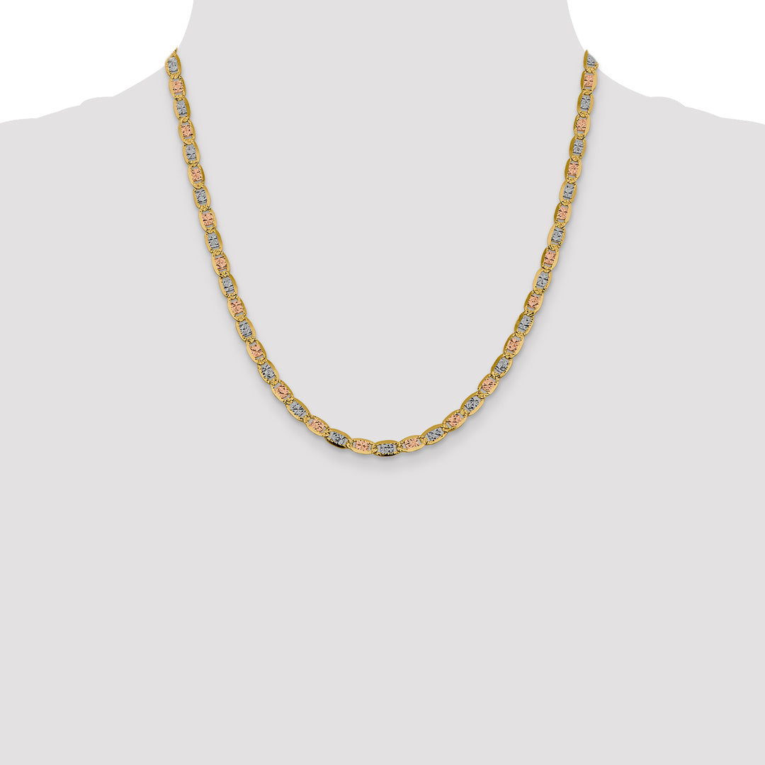 14k 4.65mm Tri-color Gold Pavé Valentino Chain
