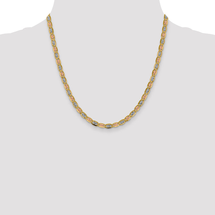 14k 4.65mm Tri-color Gold Pavé Valentino Chain