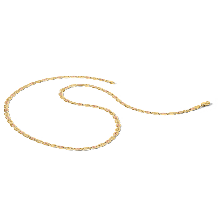 14k 4.65mm Tri-color Gold Pavé Valentino Chain