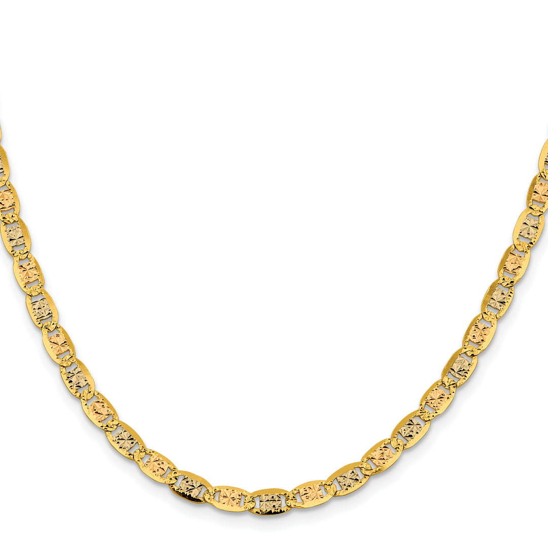 14k 4.65mm Tri-color Gold Pavé Valentino Chain