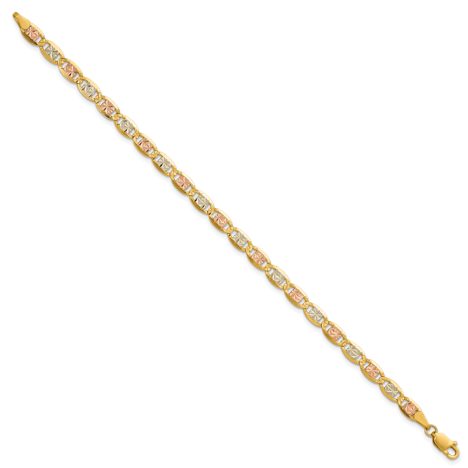 14k 4.65mm Tri-color Gold Pavé Valentino Chain