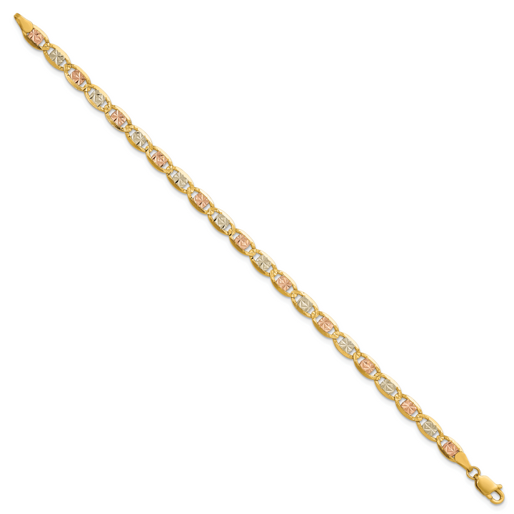 14k 4.65mm Tri-color Gold Pavé Valentino Chain