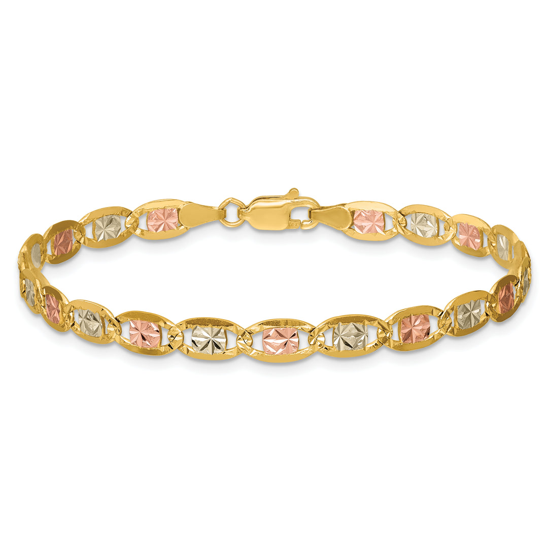 14k 4.65mm Tri-color Gold Pavé Valentino Chain