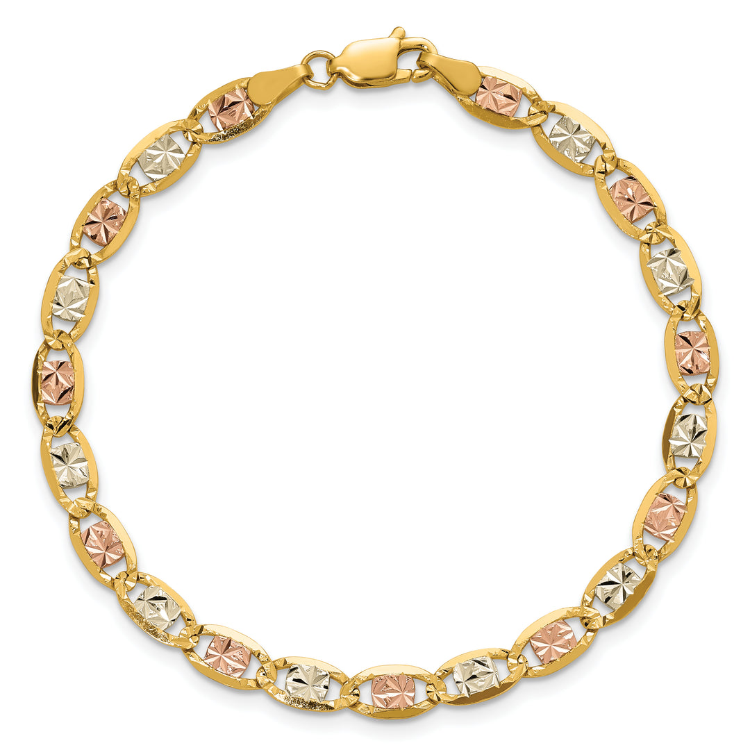 14k 4.65mm Tri-color Gold Pavé Valentino Chain