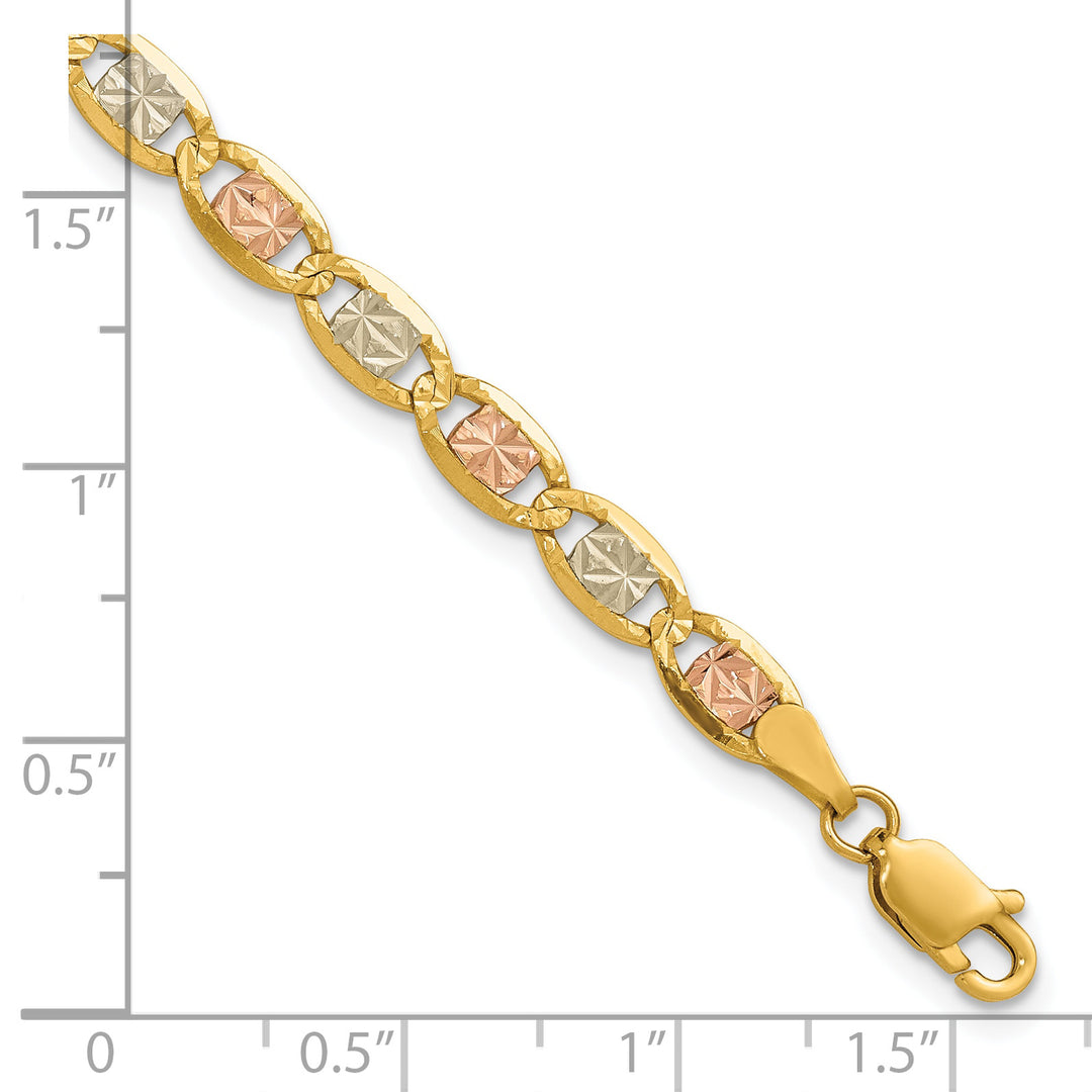 14k 4.65mm Tri-color Gold Pavé Valentino Chain