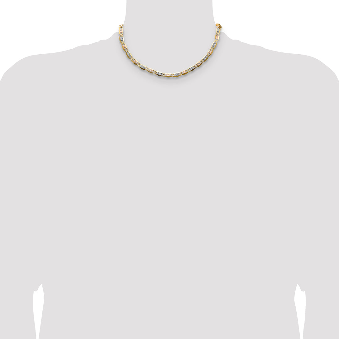 14k 6.1mm Tri-color Gold PavÃ© Valentino Chain