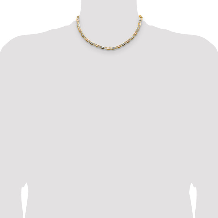 14k 6.1mm Tri-color Gold PavÃ© Valentino Chain