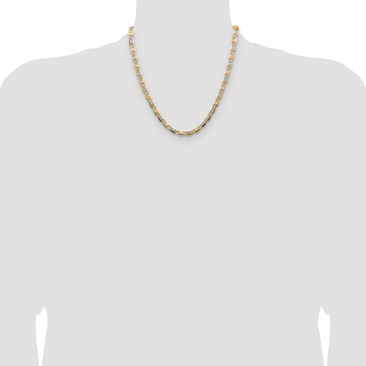 14k 6.1mm Tri-color Gold PavÃ© Valentino Chain