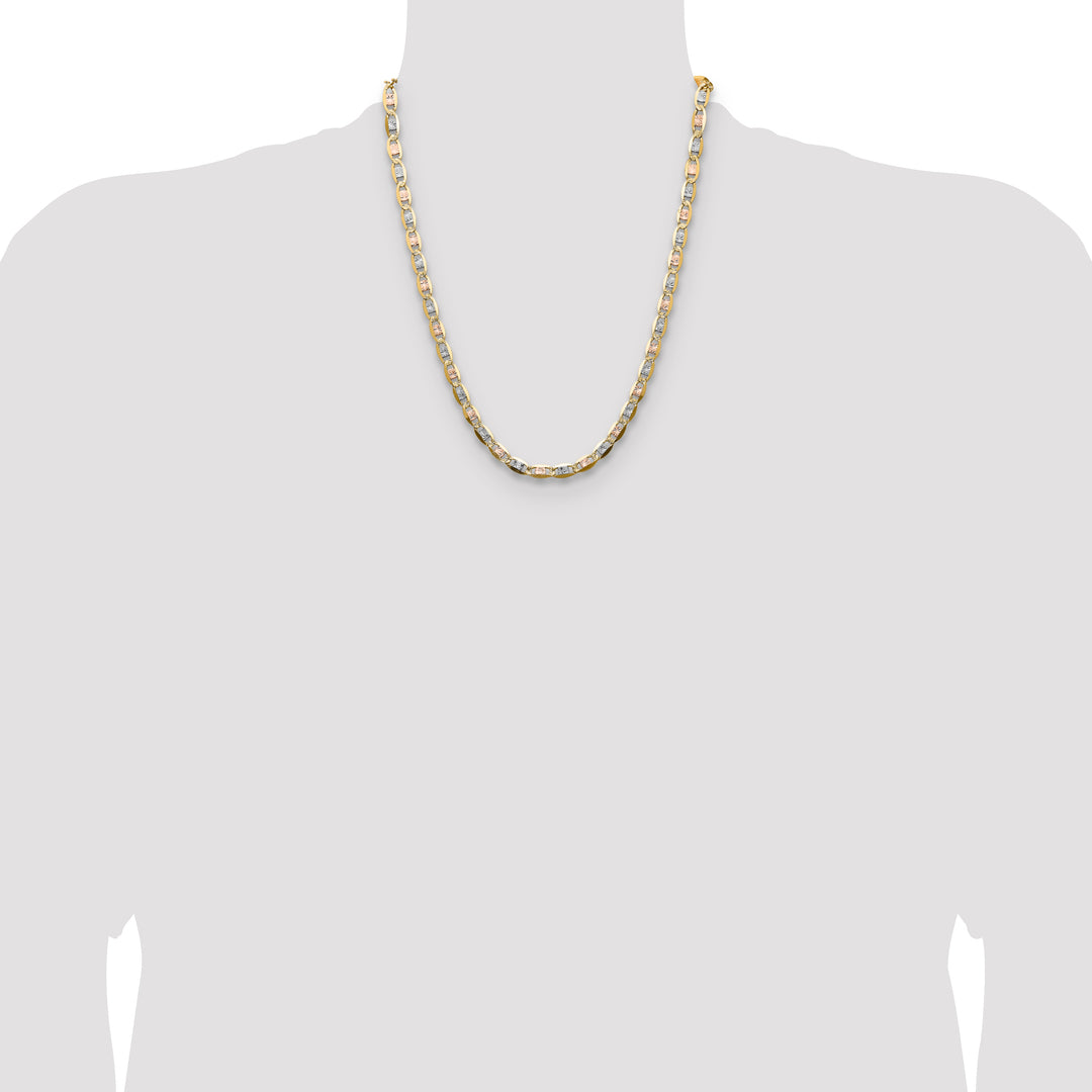 14k 6.1mm Tri-color Gold PavÃ© Valentino Chain
