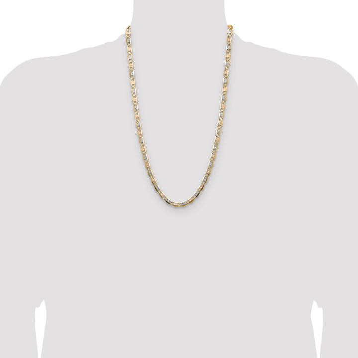 14k 6.1mm Tri-color Gold PavÃ© Valentino Chain