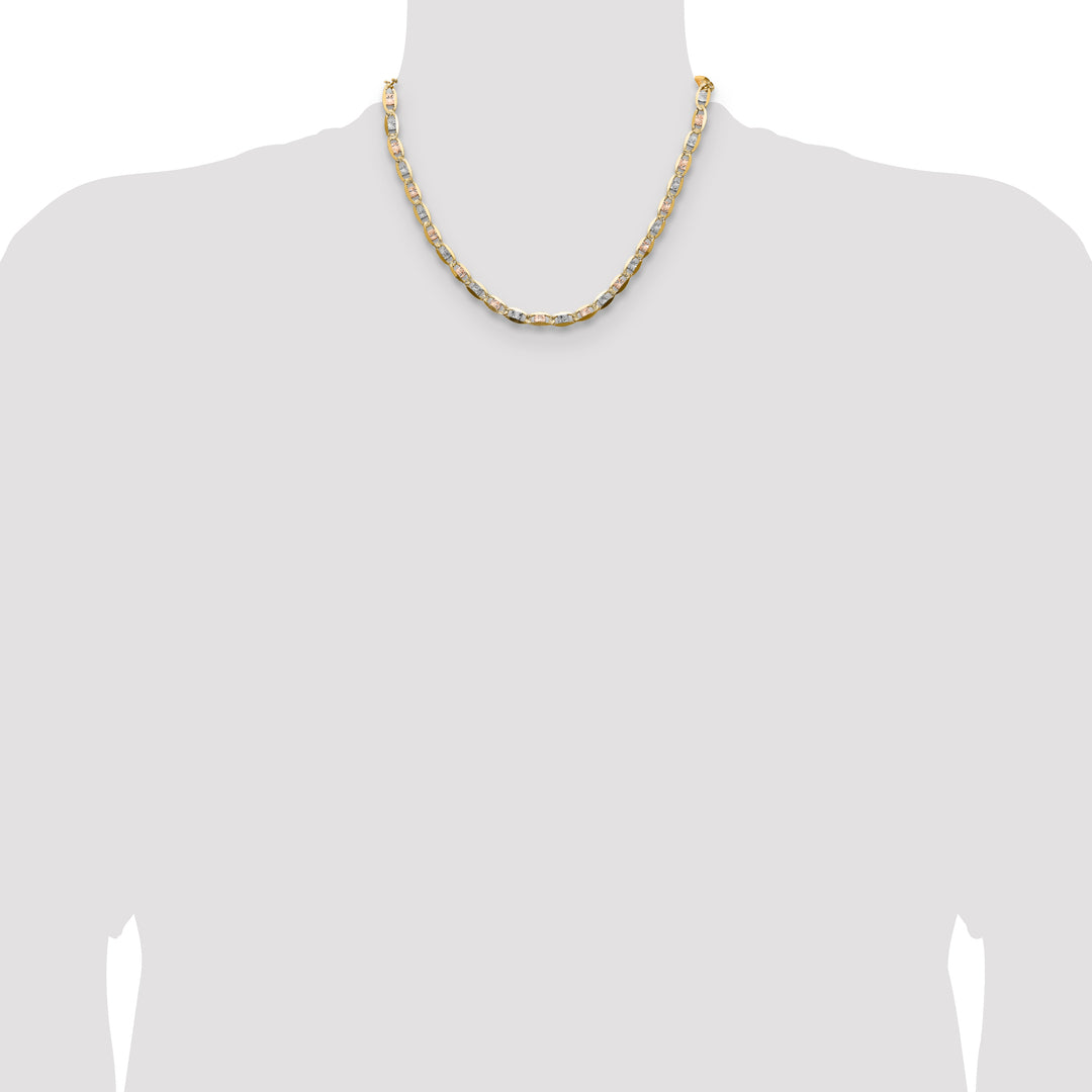 14k 6.1mm Tri-color Gold Pavé Valentino Chain