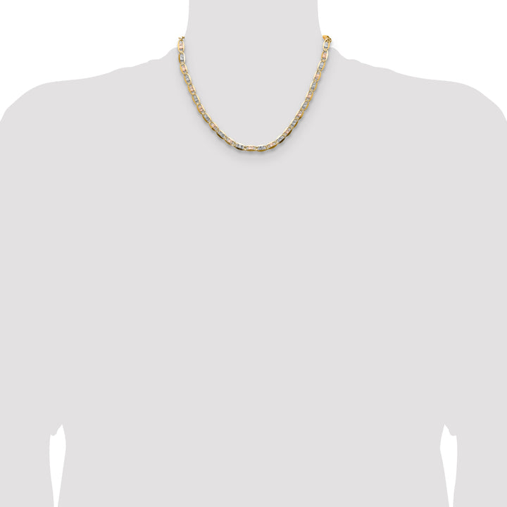 14k 6.1mm Tri-color Gold Pavé Valentino Chain