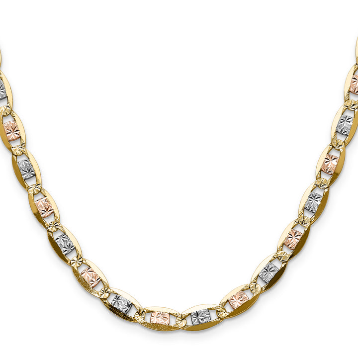 14k 6.1mm Tri-color Gold Pavé Valentino Chain