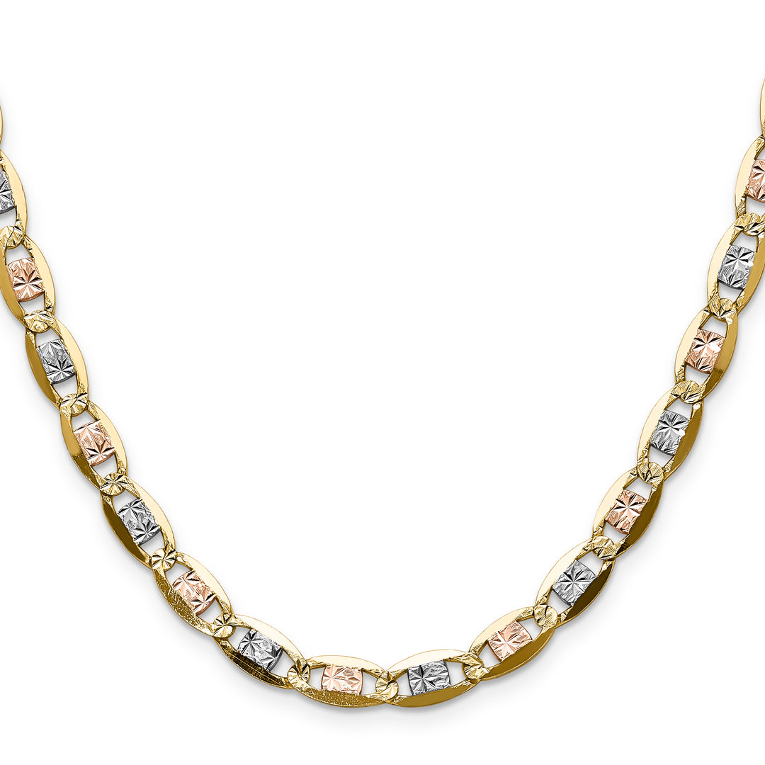 14k 6.1mm Tri-color Gold Pavé Valentino Chain