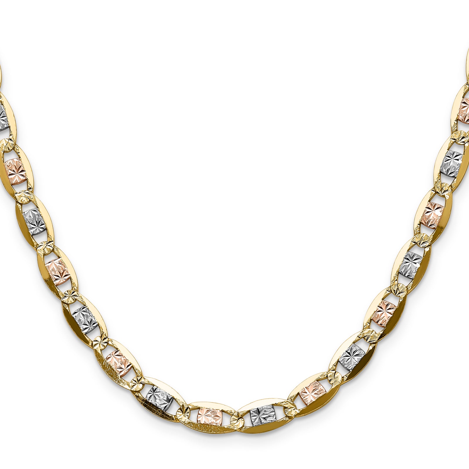 14k 6.1mm Tri-color Gold Pavé Valentino Chain