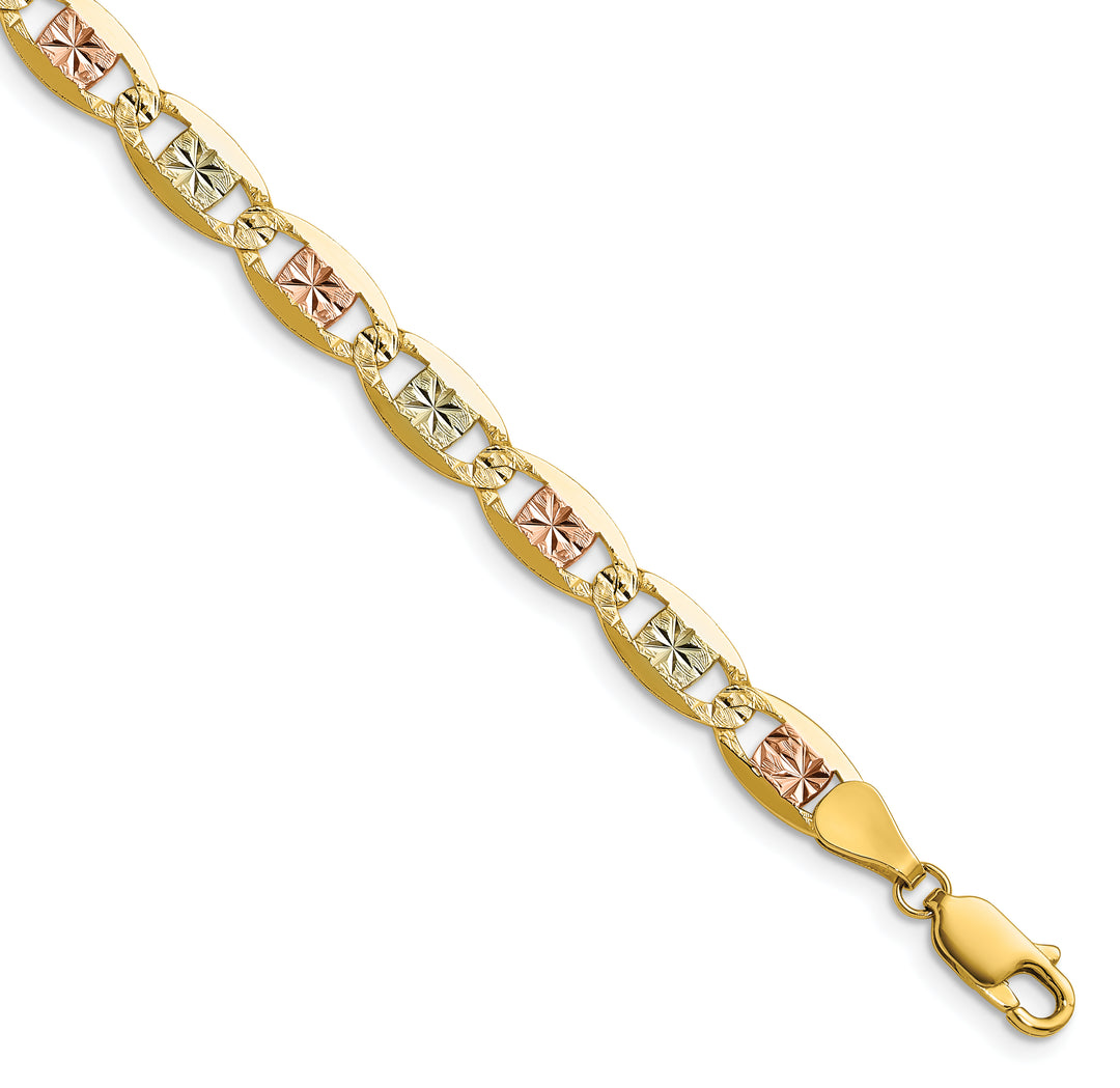 14k 6.1mm Tri-color Gold Pavé Valentino Chain