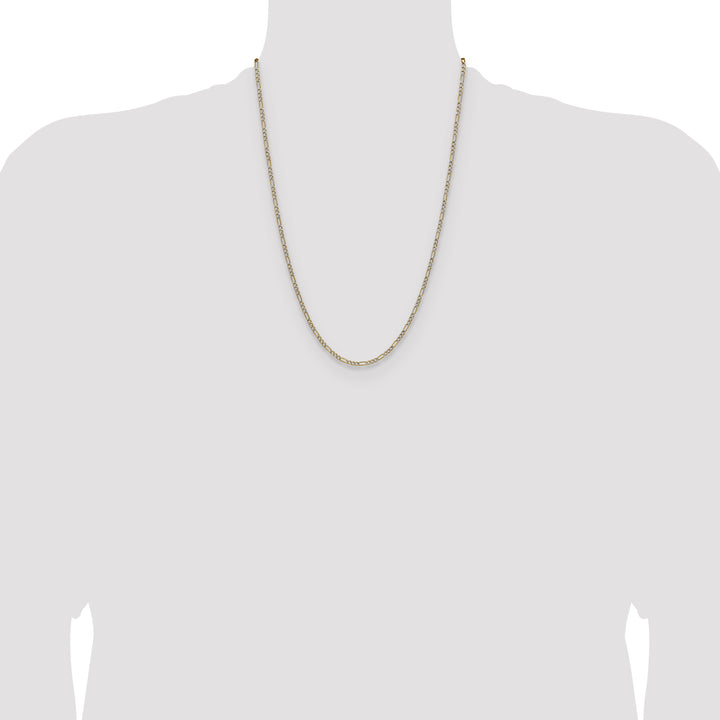 14k 2.3mm Semi-solid with Rhodium PavÃ© Figaro Chain