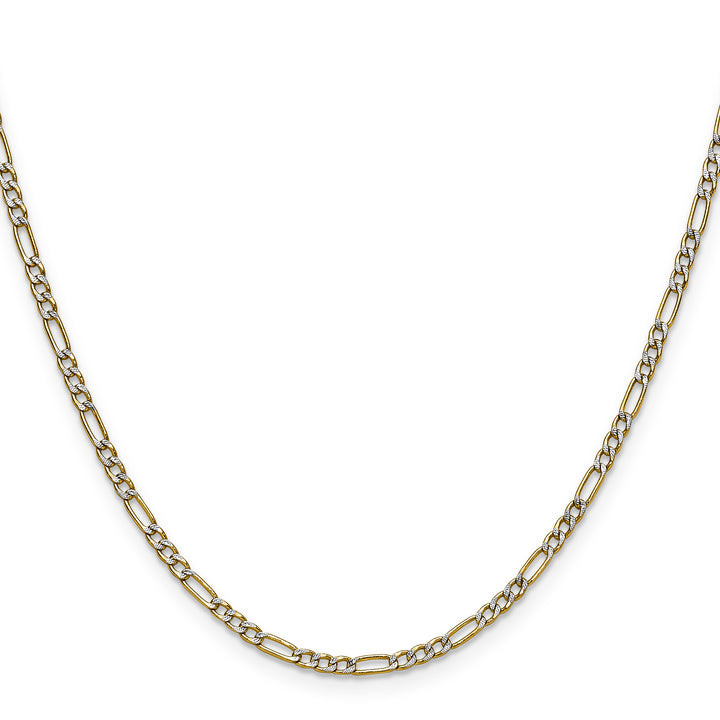 14k 2.3mm Semi-solid with Rhodium Pavé Figaro Chain