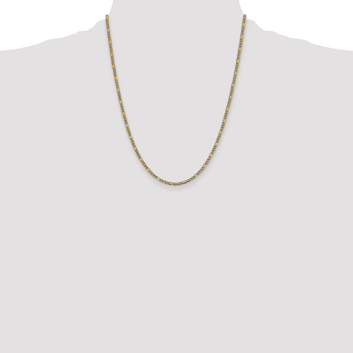 14k 3.2mm Semi-solid with Rhodium PavÃ© Figaro Chain