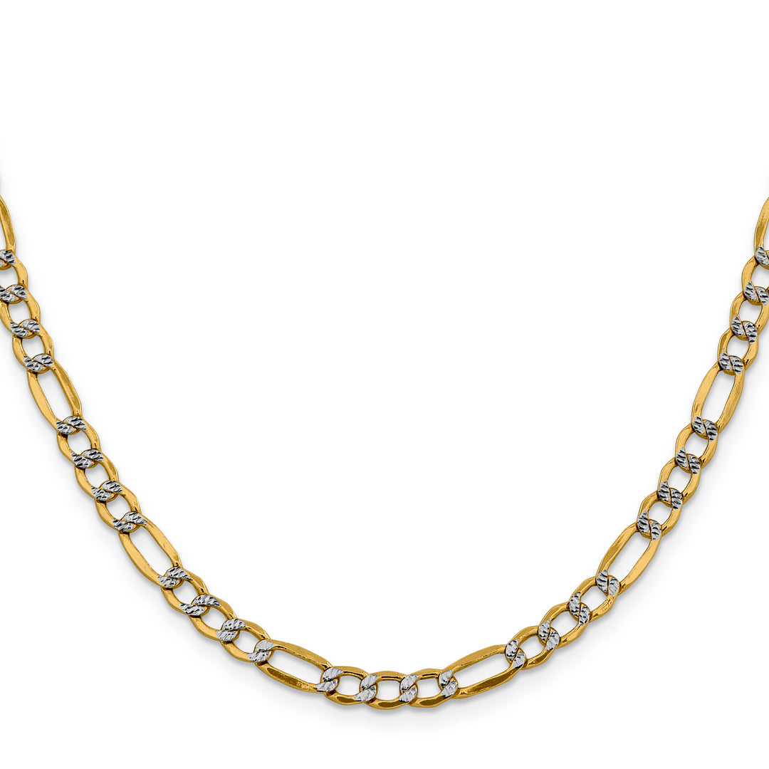 14k 5.25mm Semi-solid with Rhodium Pavé Figaro Chain