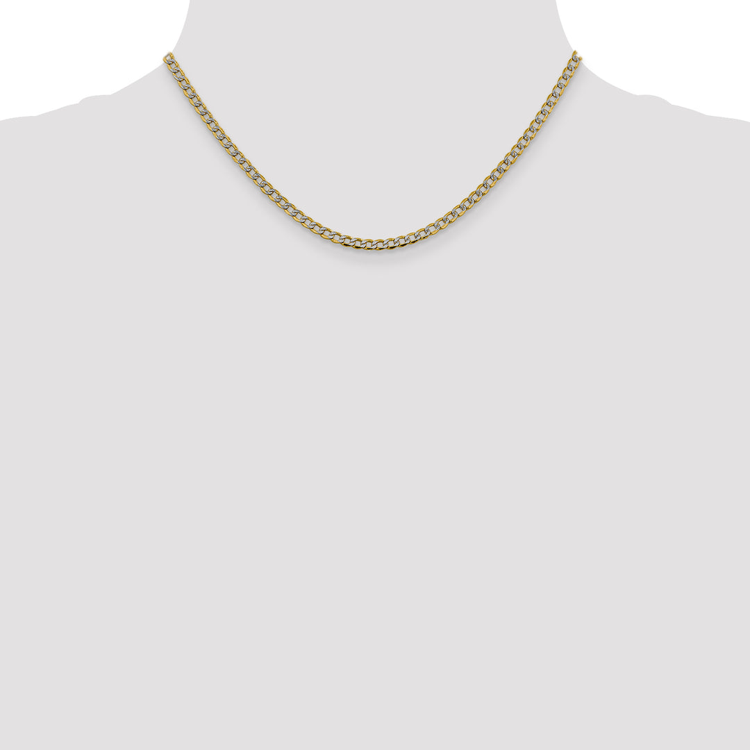14k 3.4mm Semi-solid with Rhodium PavÃ© Curb Chain