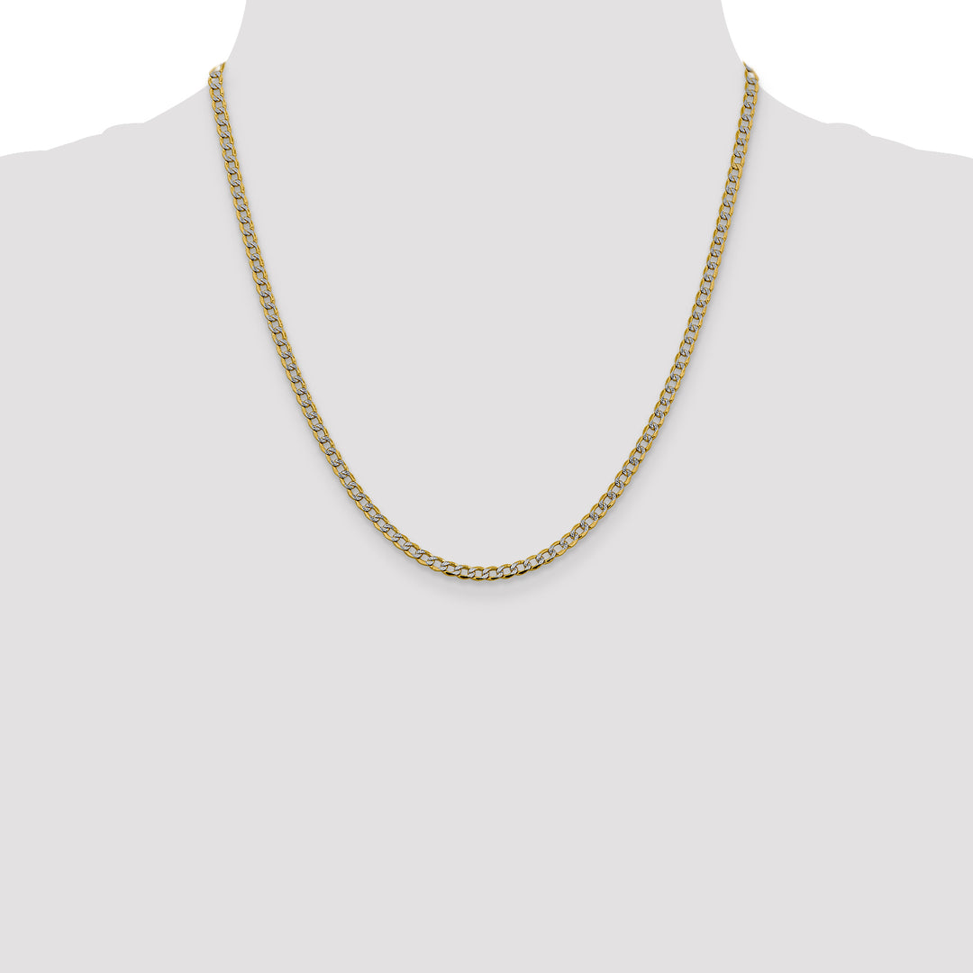 14k 3.4mm Semi-solid with Rhodium PavÃ© Curb Chain