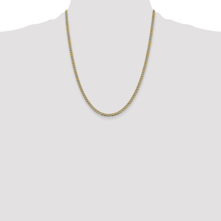 14k 3.4mm Semi-solid with Rhodium PavÃ© Curb Chain