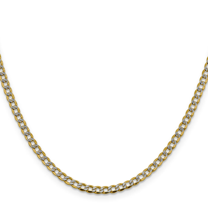 14k 3.4mm Semi-solid with Rhodium PavÃ© Curb Chain