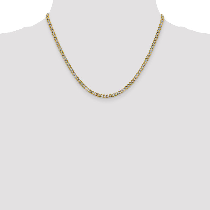 14k 3.4mm Semi-solid with Rhodium Pavé Curb Chain