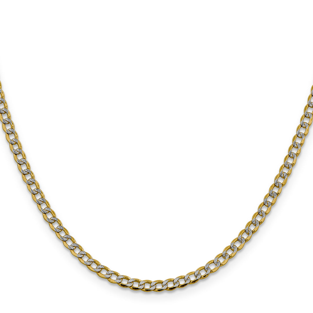14k 3.4mm Semi-solid with Rhodium Pavé Curb Chain