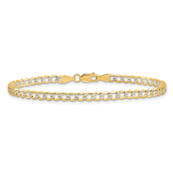 14k 3.4mm Semi-solid with Rhodium Pavé Curb Chain
