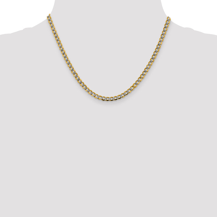 14k 4.3mm Semi-solid with Rhodium PavÃ© Curb Chain
