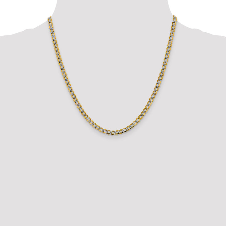 14k 4.3mm Semi-solid with Rhodium PavÃ© Curb Chain