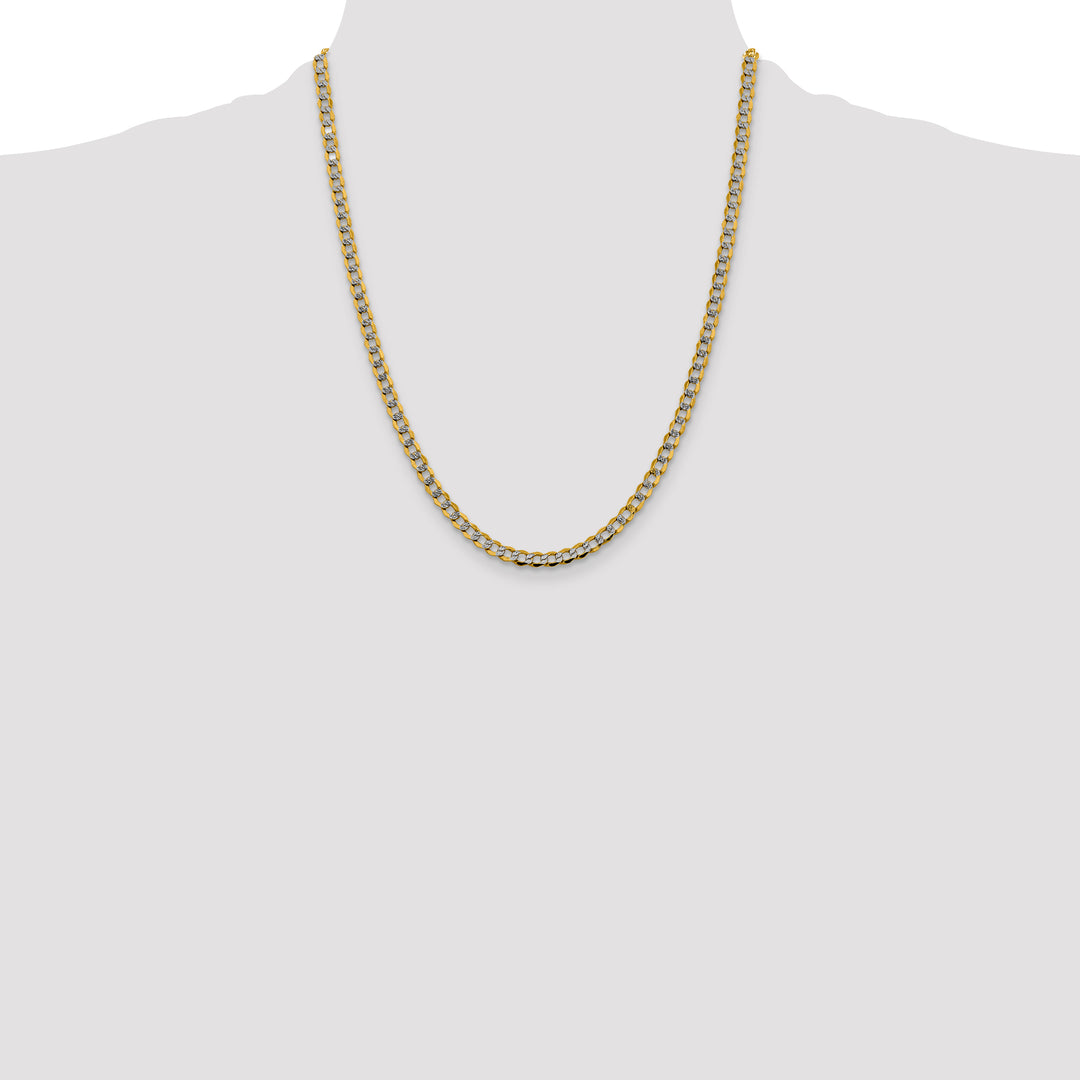 14k 4.3mm Semi-solid with Rhodium PavÃ© Curb Chain