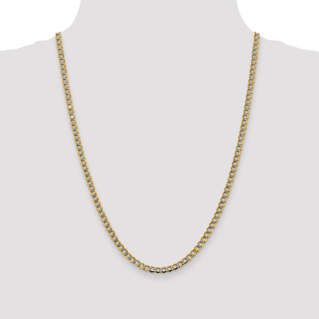 14k 4.3mm Semi-solid with Rhodium PavÃ© Curb Chain