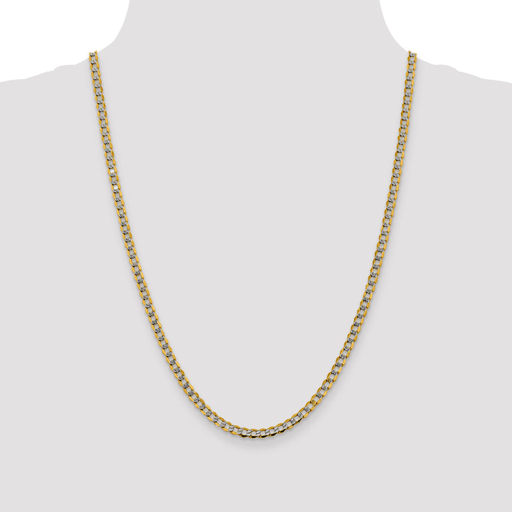 14k 4.3mm Semi-solid with Rhodium PavÃ© Curb Chain