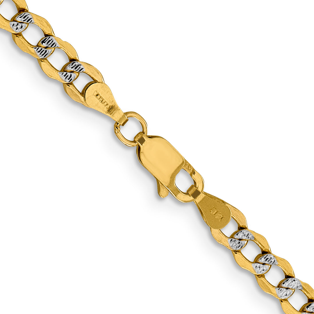 14k 4.3mm Semi-solid with Rhodium PavÃ© Curb Chain