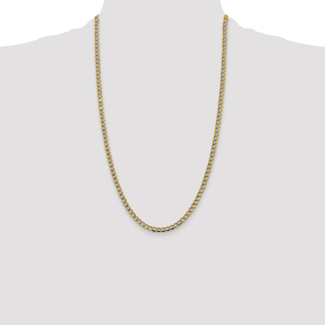14k 4.3mm Semi-solid with Rhodium PavÃ© Curb Chain