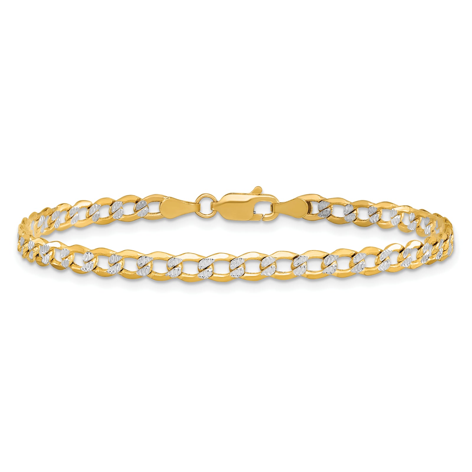 14k 4.3mm Semi-solid with Rhodium Pavé Curb Chain